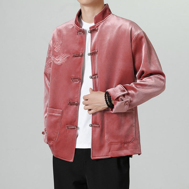 Buddha Stones Smoka Casual Żaba-guzik Bawełna Męska Kurtka Koszula Odzież - image 3