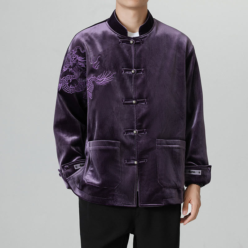 Buddha Stones Smoka Casual Żaba-guzik Bawełna Męska Kurtka Koszula Odzież - image 32