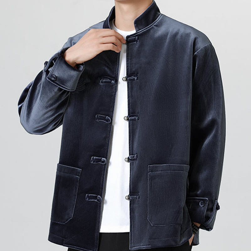 Buddha Stones Smoka Casual Żaba-guzik Bawełna Męska Kurtka Koszula Odzież - image 27