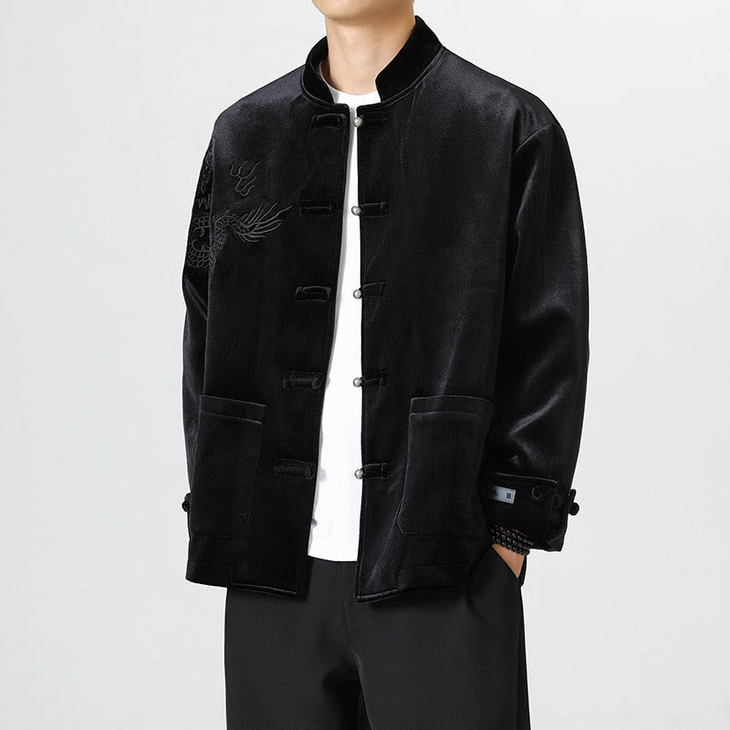 Buddha Stones Smoka Casual Żaba-guzik Bawełna Męska Kurtka Koszula Odzież - Czarny - US/UK/AU46， EU56 (5XL) - image 18