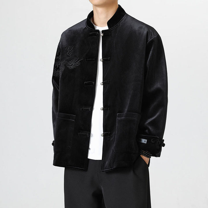 Buddha Stones Smoka Casual Żaba-guzik Bawełna Męska Kurtka Koszula Odzież - Czarny - US/UK/AU46， EU56 (5XL) - image 18