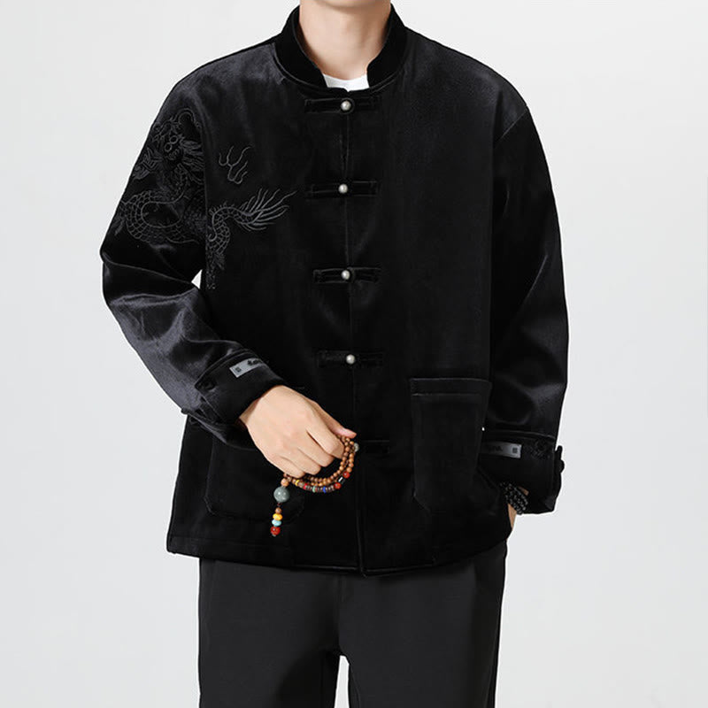 Buddha Stones Smoka Casual Żaba-guzik Bawełna Męska Kurtka Koszula Odzież - image 22