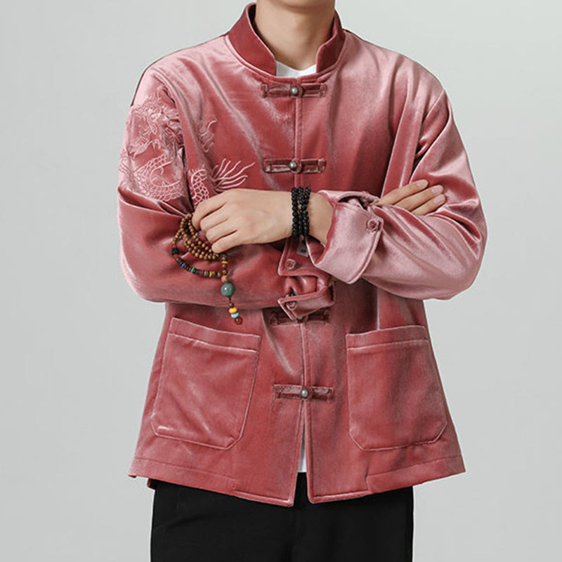 Buddha Stones Smoka Casual Żaba-guzik Bawełna Męska Kurtka Koszula Odzież - image 8