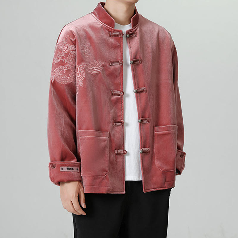 Buddha Stones Smoka Casual Żaba-guzik Bawełna Męska Kurtka Koszula Odzież - image 1