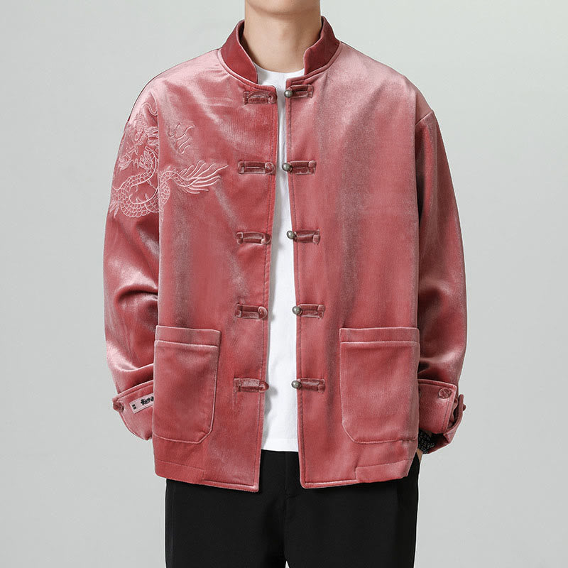 Buddha Stones Smoka Casual Żaba-guzik Bawełna Męska Kurtka Koszula Odzież - image 4