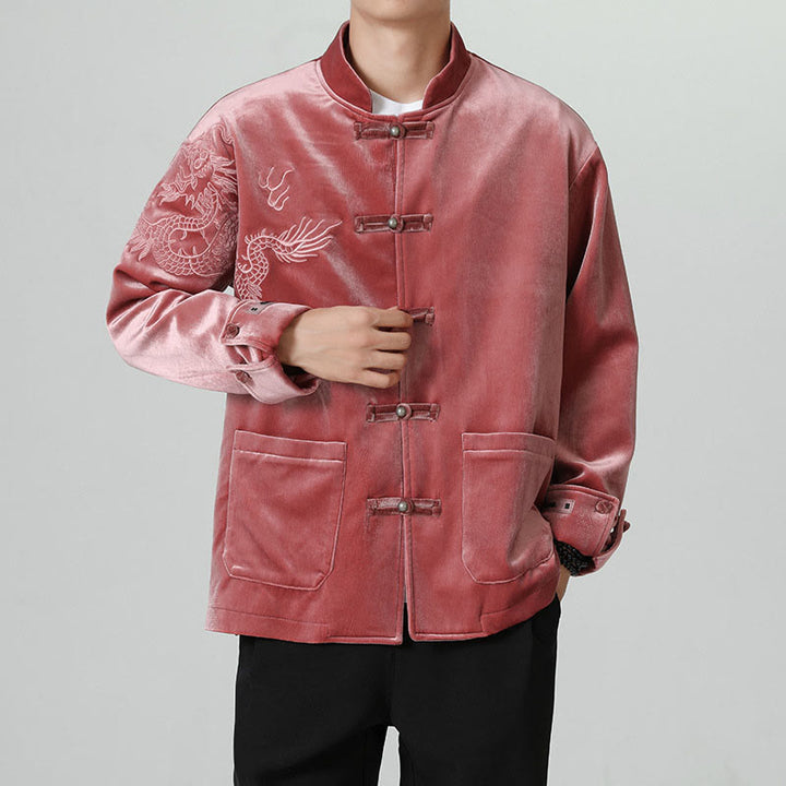 Buddha Stones Smoka Casual Żaba-guzik Bawełna Męska Kurtka Koszula Odzież - image 5