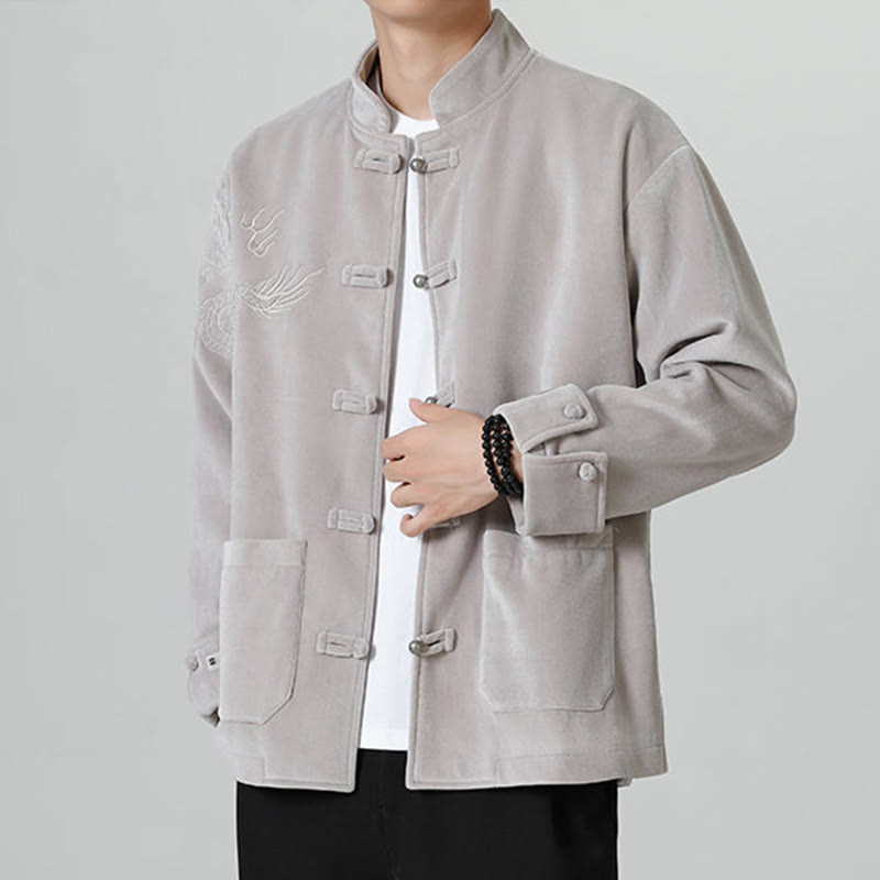 Buddha Stones Smoka Casual Żaba-guzik Bawełna Męska Kurtka Koszula Odzież - image 13