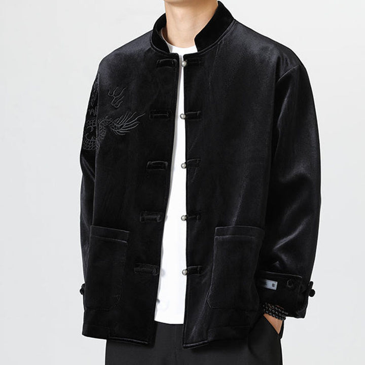 Buddha Stones Smoka Casual Żaba-guzik Bawełna Męska Kurtka Koszula Odzież - image 19