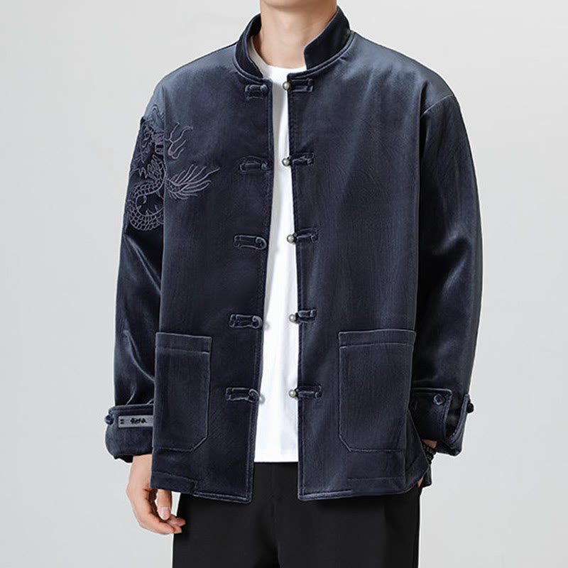 Buddha Stones Smoka Casual Żaba-guzik Bawełna Męska Kurtka Koszula Odzież - image 29