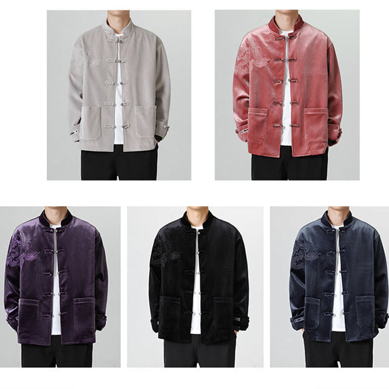 Buddha Stones Smoka Casual Żaba-guzik Bawełna Męska Kurtka Koszula Odzież - image 37