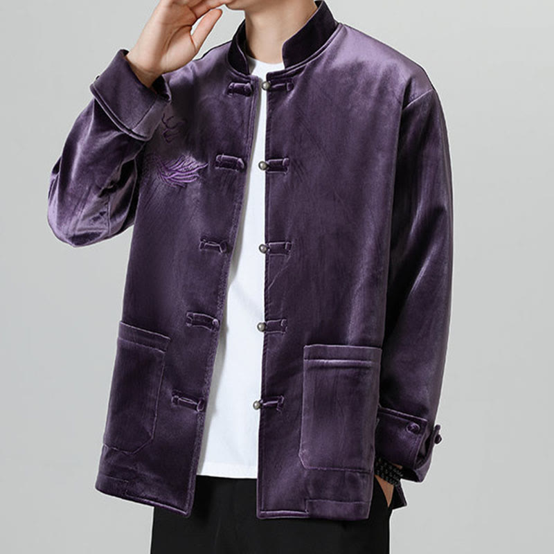 Buddha Stones Smoka Casual Żaba-guzik Bawełna Męska Kurtka Koszula Odzież - image 35