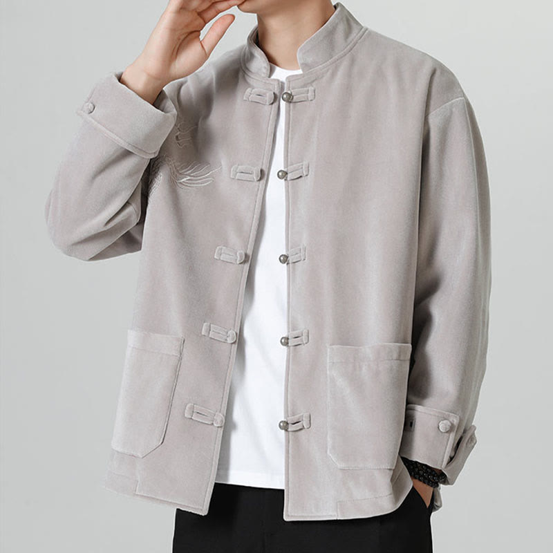 Buddha Stones Smoka Casual Żaba-guzik Bawełna Męska Kurtka Koszula Odzież - image 15