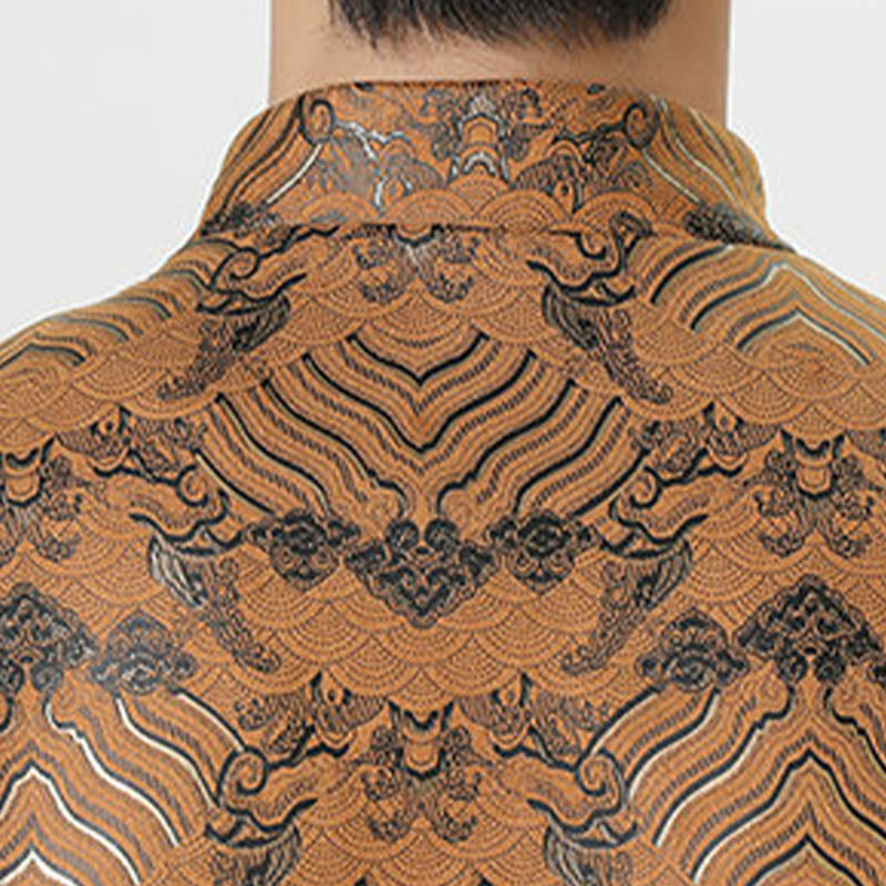 Buddha Stones -Guzik Chiński Tang Suit Fala Kształt Długa Koszula Męska Kurtka Odzież - image 24