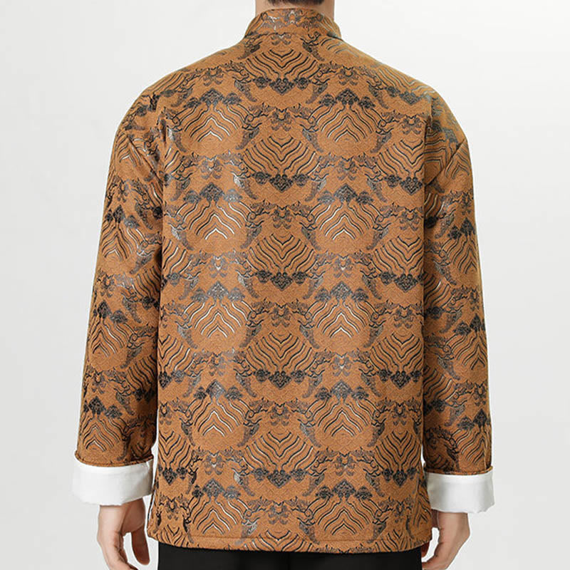Buddha Stones -Guzik Chiński Tang Suit Fala Kształt Długa Koszula Męska Kurtka Odzież - image 20