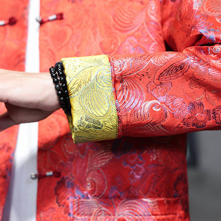 Buddha Stones -Guzik Chiński Tang Suit Stojący Kołnierz Długa Koszula Męska Kurtka Odzież - image 14