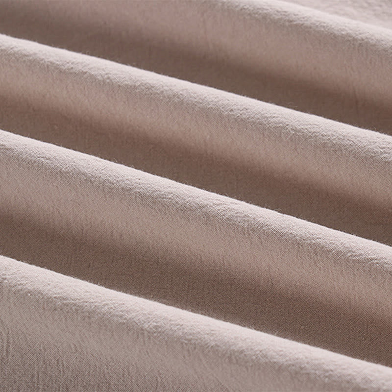 Koszulka Buddha Stones z luźnym T-shirtem w jednolitym kolorze z krótkim rękawem i kołnierzykiem w serek, z przewiewnego lnu - image 8