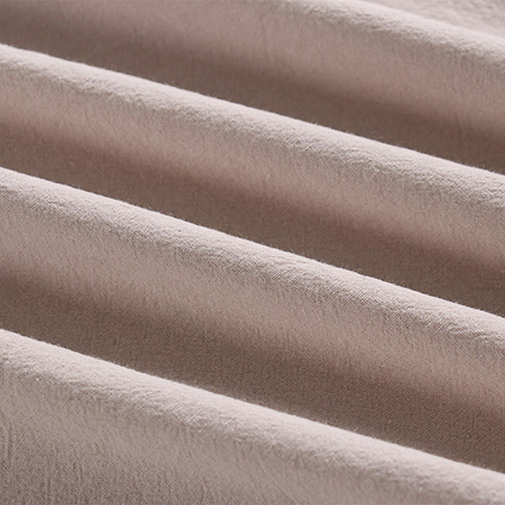 Koszulka Buddha Stones z luźnym T-shirtem w jednolitym kolorze z krótkim rękawem i kołnierzykiem w serek, z przewiewnego lnu - image 8