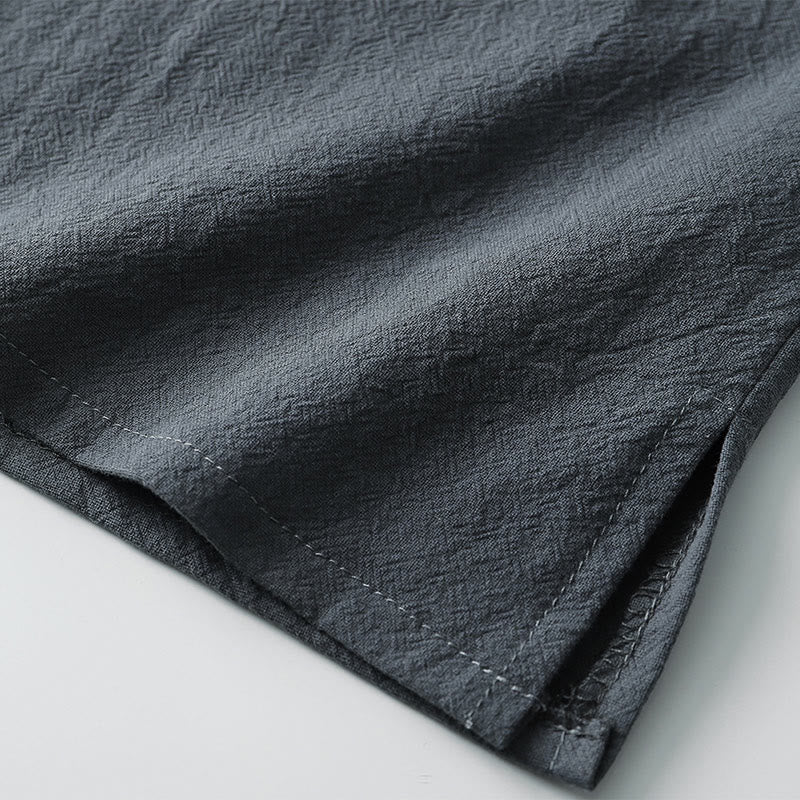 Koszulka męska Buddha Stones w jednolitym kolorze, krótki rękaw, trzy guziki, kołnierzyk w serek, miękka bawełniana koszula - image 8