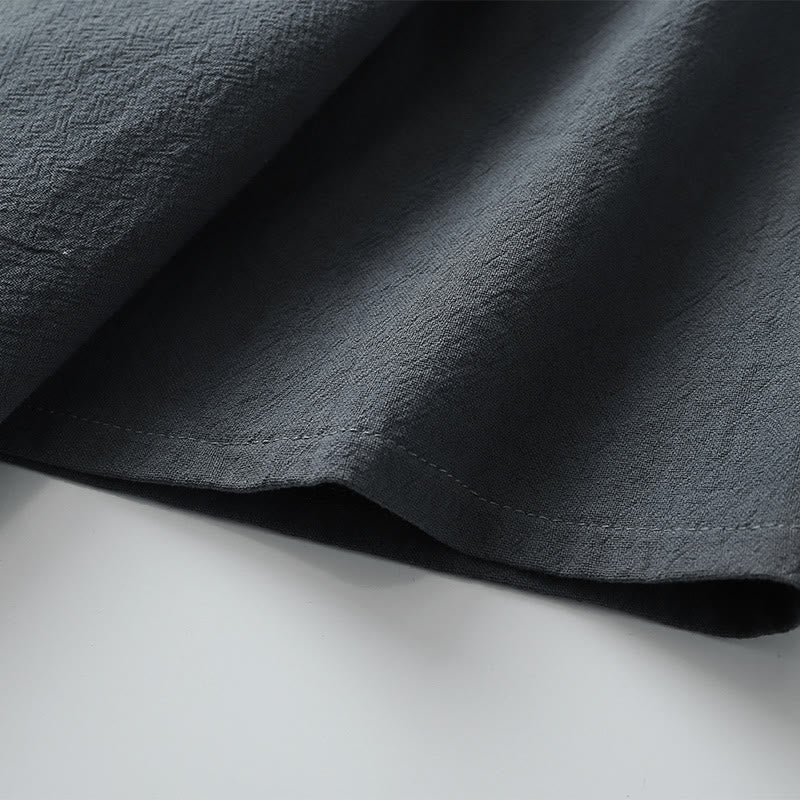 Koszulka męska Buddha Stones w jednolitym kolorze, krótki rękaw, trzy guziki, kołnierzyk w serek, miękka bawełniana koszula - image 7