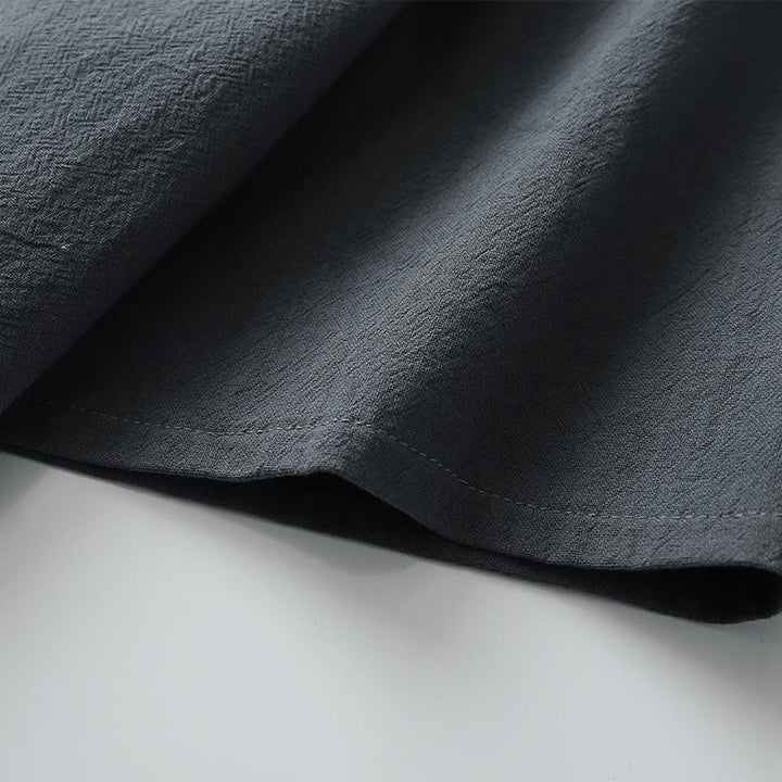 Koszulka męska Buddha Stones w jednolitym kolorze, krótki rękaw, trzy guziki, kołnierzyk w serek, miękka bawełniana koszula - image 7