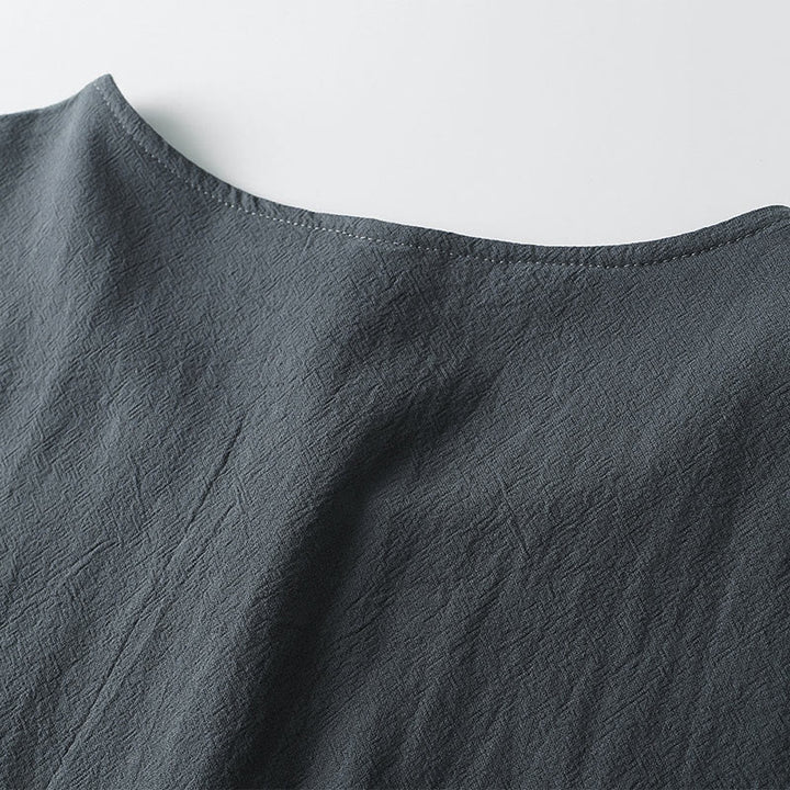 Koszulka męska Buddha Stones w jednolitym kolorze, krótki rękaw, trzy guziki, kołnierzyk w serek, miękka bawełniana koszula - image 6