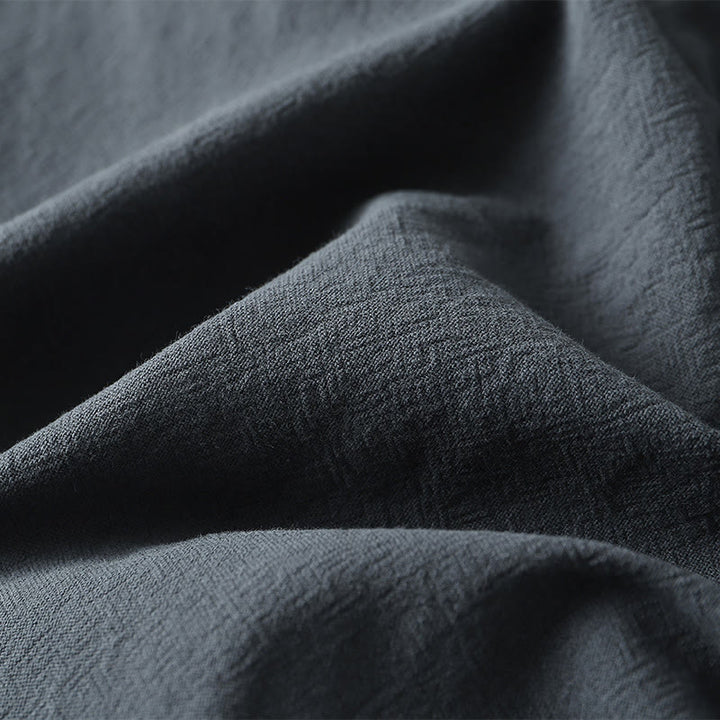 Koszulka męska Buddha Stones w jednolitym kolorze, krótki rękaw, trzy guziki, kołnierzyk w serek, miękka bawełniana koszula - image 9