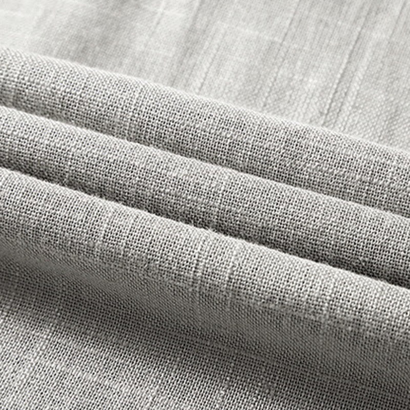 Koszula męska Buddha Stones Loose w jednolitym kolorze z wyciętym dekoltem i krótkim rękawem, wygodna, zapinana na guziki, oddychająca, bawełniana, lniana koszula - image 13