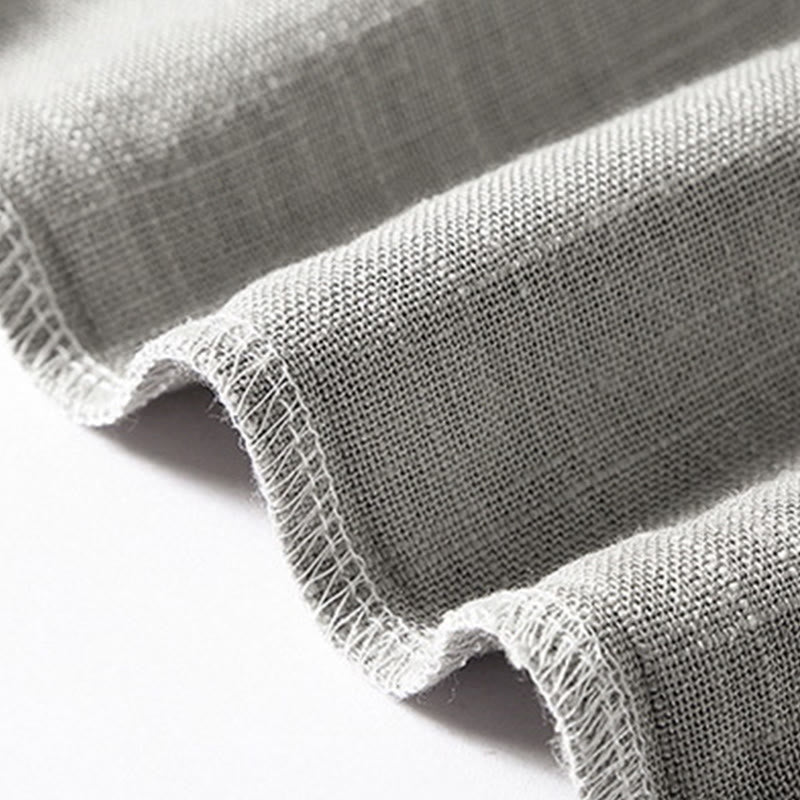 Koszula męska Buddha Stones Loose w jednolitym kolorze z wyciętym dekoltem i krótkim rękawem, wygodna, zapinana na guziki, oddychająca, bawełniana, lniana koszula - image 14