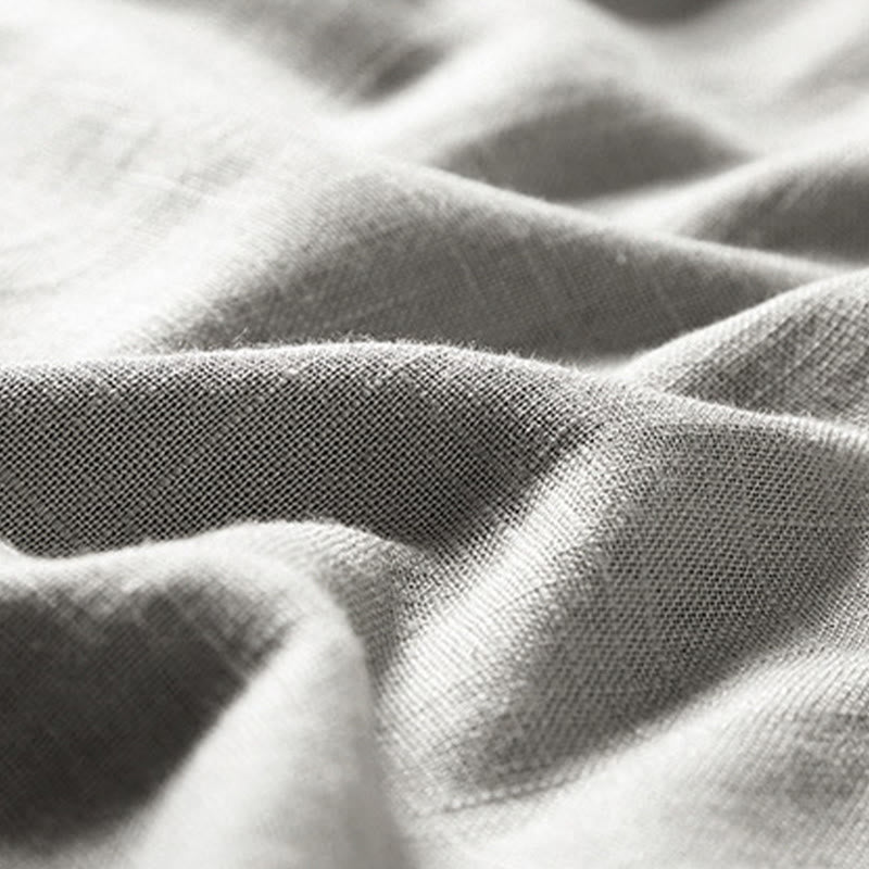 Koszula męska Buddha Stones Loose w jednolitym kolorze z wyciętym dekoltem i krótkim rękawem, wygodna, zapinana na guziki, oddychająca, bawełniana, lniana koszula - image 12