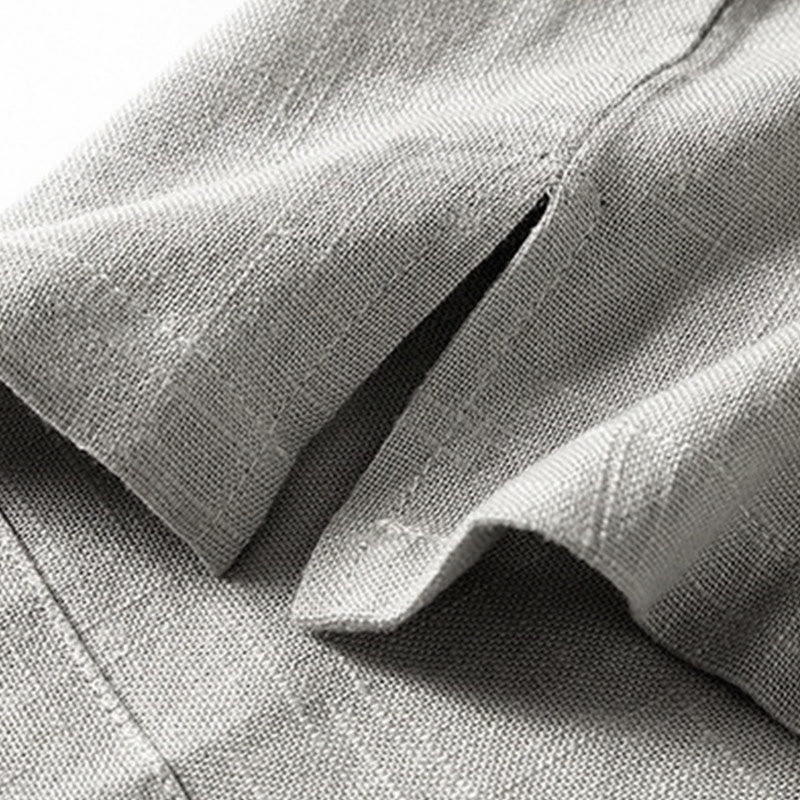 Koszula męska Buddha Stones Loose w jednolitym kolorze z wyciętym dekoltem i krótkim rękawem, wygodna, zapinana na guziki, oddychająca, bawełniana, lniana koszula - image 10