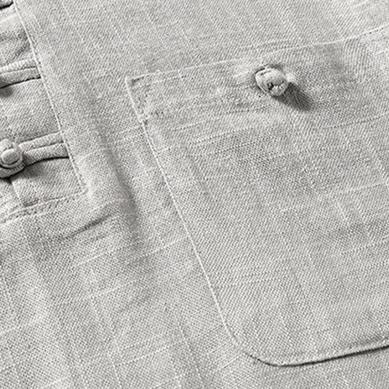 Koszula męska Buddha Stones Loose w jednolitym kolorze z wyciętym dekoltem i krótkim rękawem, wygodna, zapinana na guziki, oddychająca, bawełniana, lniana koszula - image 9