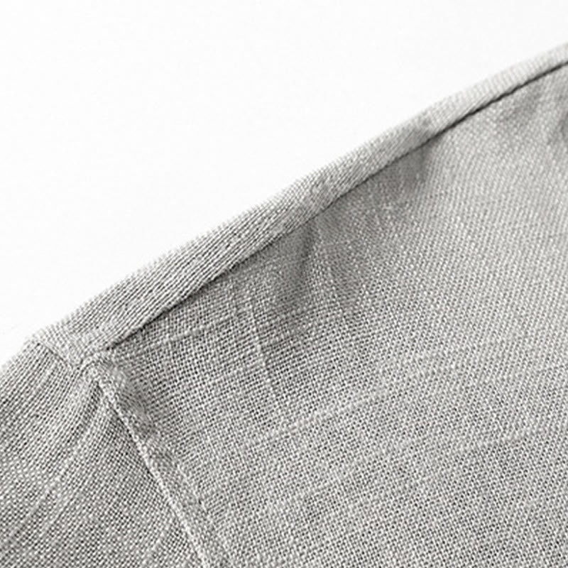 Koszula męska Buddha Stones Loose w jednolitym kolorze z wyciętym dekoltem i krótkim rękawem, wygodna, zapinana na guziki, oddychająca, bawełniana, lniana koszula - image 8