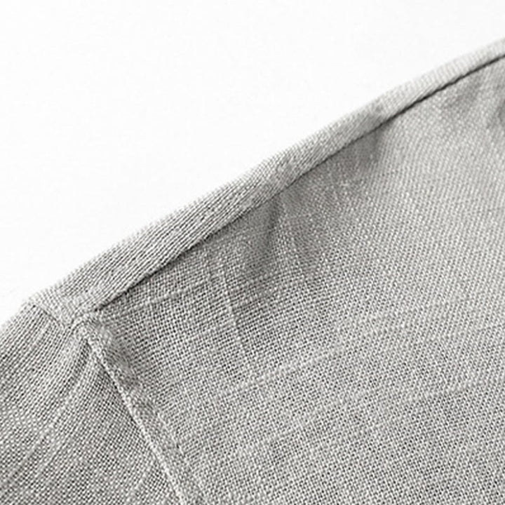 Koszula męska Buddha Stones Loose w jednolitym kolorze z wyciętym dekoltem i krótkim rękawem, wygodna, zapinana na guziki, oddychająca, bawełniana, lniana koszula - image 8