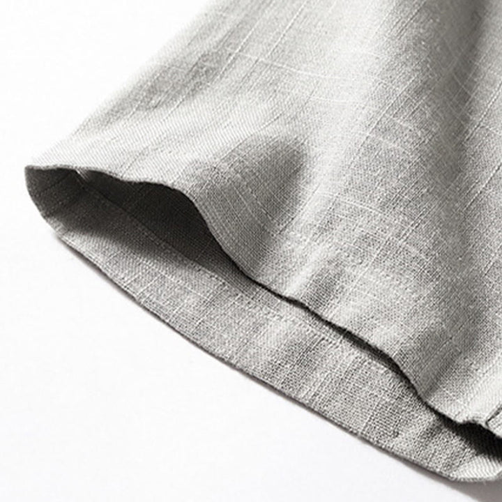 Koszula męska Buddha Stones Loose w jednolitym kolorze z wyciętym dekoltem i krótkim rękawem, wygodna, zapinana na guziki, oddychająca, bawełniana, lniana koszula - image 11