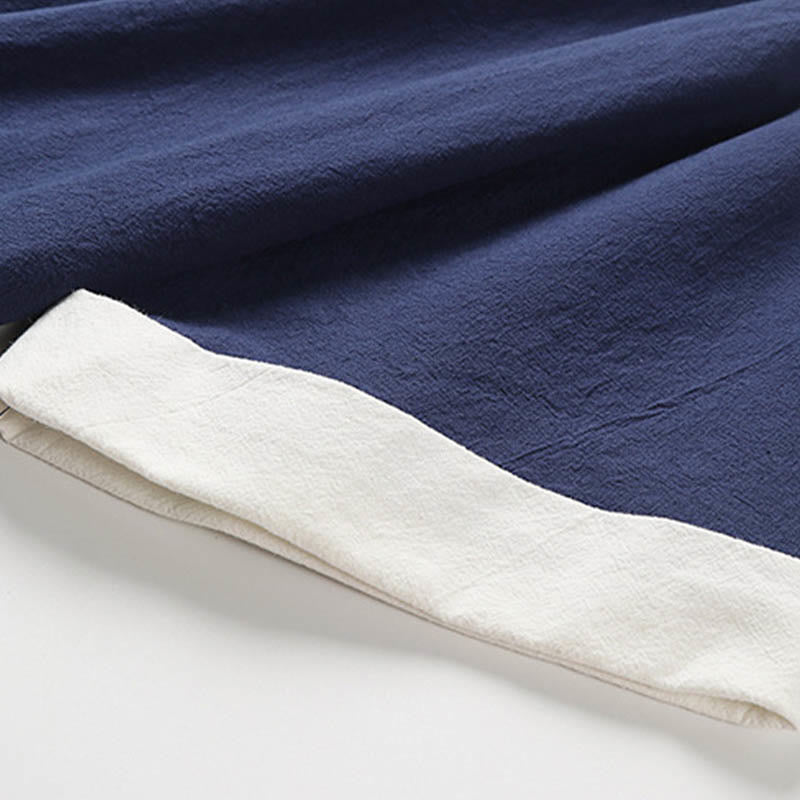 Buddha Stones Fałszywy Dwuczęściowy Męski Kardigan Z Pół Rękawem Haft Hanfu Komfortowa Bawełniana Koszula - image 10