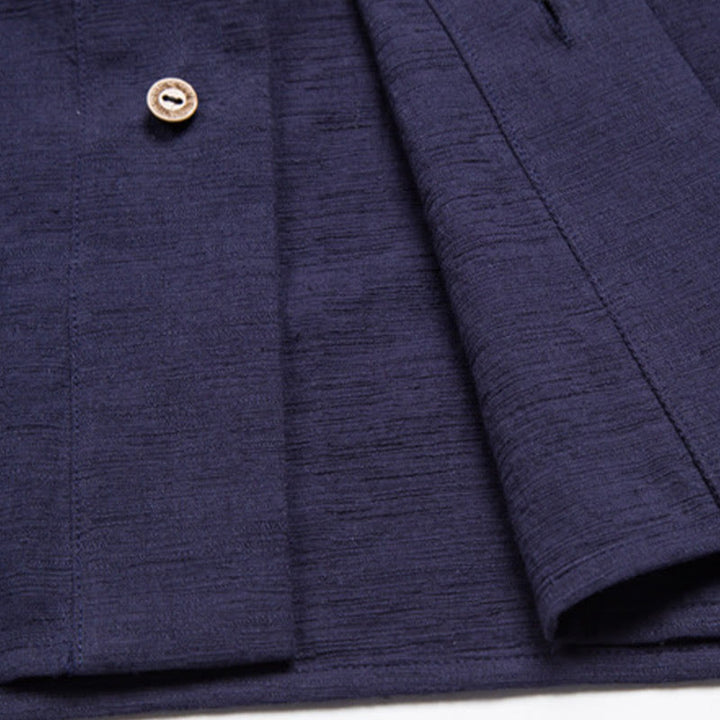 Koszula męska z krótkim rękawem Buddha Stones z kieszenią, dekoltem w serek, kardiganem, wygodna, bawełniana, lniana - image 12