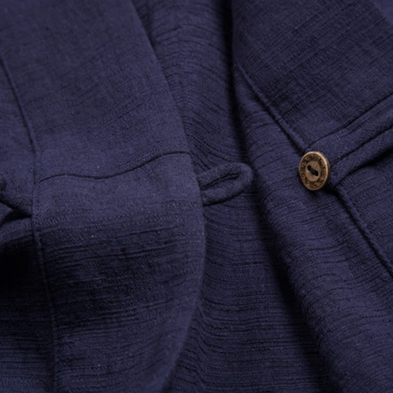 Koszula męska z krótkim rękawem Buddha Stones z kieszenią, dekoltem w serek, kardiganem, wygodna, bawełniana, lniana - image 11