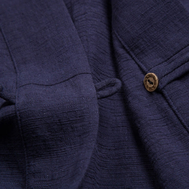 Koszula męska z krótkim rękawem Buddha Stones z kieszenią, dekoltem w serek, kardiganem, wygodna, bawełniana, lniana - image 11