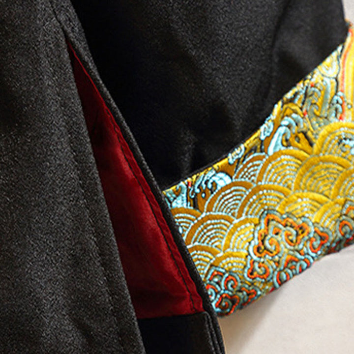 Buddha Stones Haft Smok Feniks Casual Żaba-guzik Bawełna Męska Kurtka Koszula Odzież - image 12