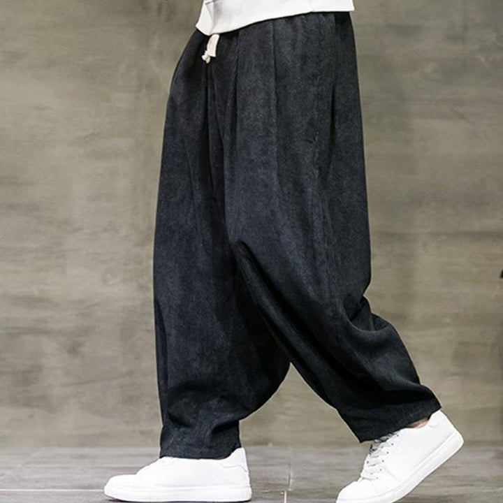 Spodnie męskie Buddha Stones Casual Plain Cotton Bloomer z kieszeniami - Czarny - US/UK/AU46， EU56 (5XL) - image 0