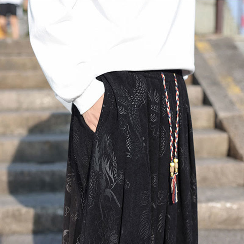 Buddha Stones Smok Projekt Casual Gładka Bawełna Męskie Spodnie Z Kieszeniami - image 17