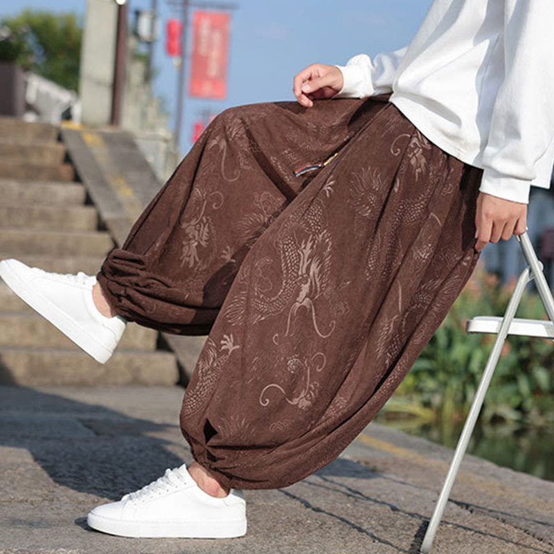 Buddha Stones Smok Projekt Casual Gładka Bawełna Męskie Spodnie Z Kieszeniami - image 8
