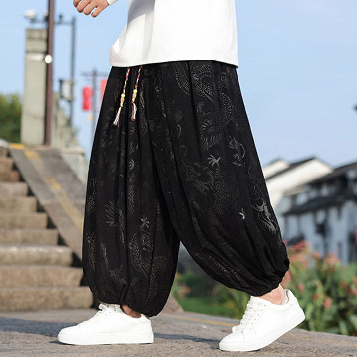 Buddha Stones Smok Projekt Casual Gładka Bawełna Męskie Spodnie Z Kieszeniami - Czarny - US/UK/AU46， EU56 (5XL) - image 10