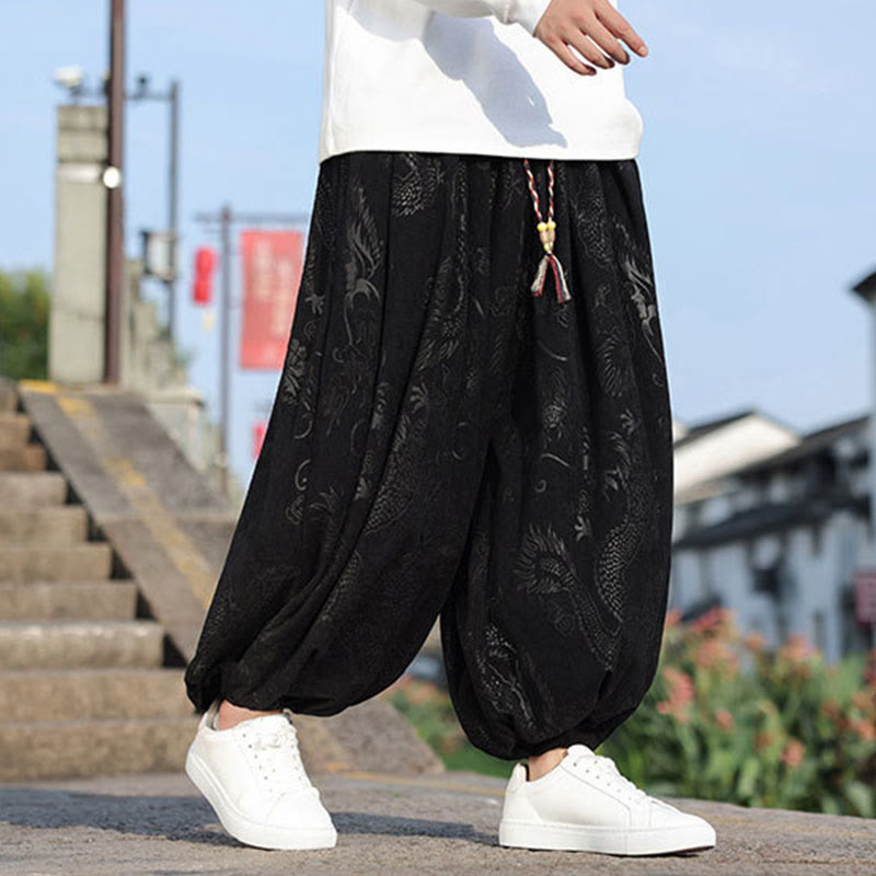 Buddha Stones Smok Projekt Casual Gładka Bawełna Męskie Spodnie Z Kieszeniami - image 11