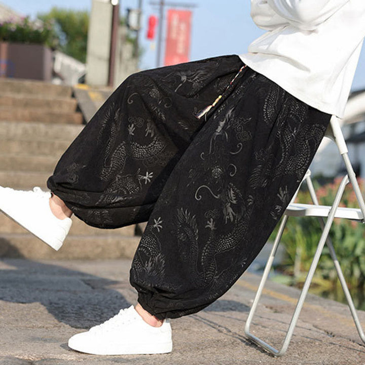 Buddha Stones Smok Projekt Casual Gładka Bawełna Męskie Spodnie Z Kieszeniami - image 21