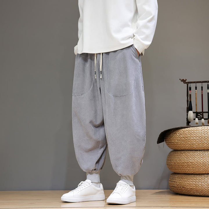 Spodnie haremowe męskie z kieszeniami Buddha Stones Casual Plain Cotton