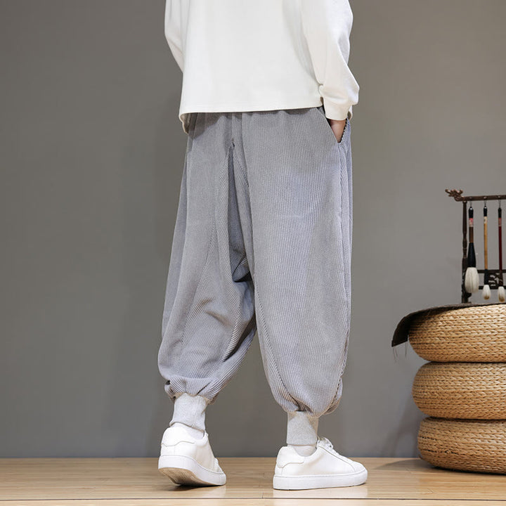 Spodnie haremowe męskie z kieszeniami Buddha Stones Casual Plain Cotton