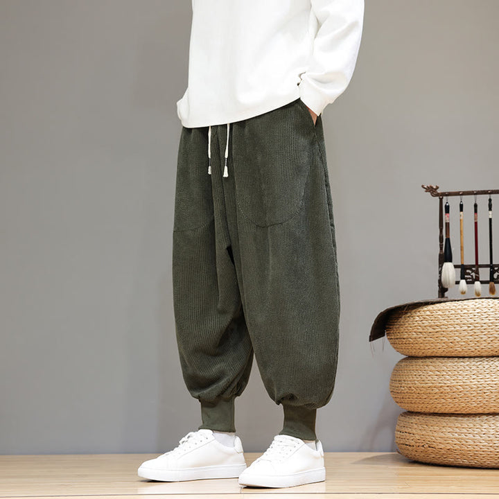 Spodnie haremowe męskie z kieszeniami Buddha Stones Casual Plain Cotton