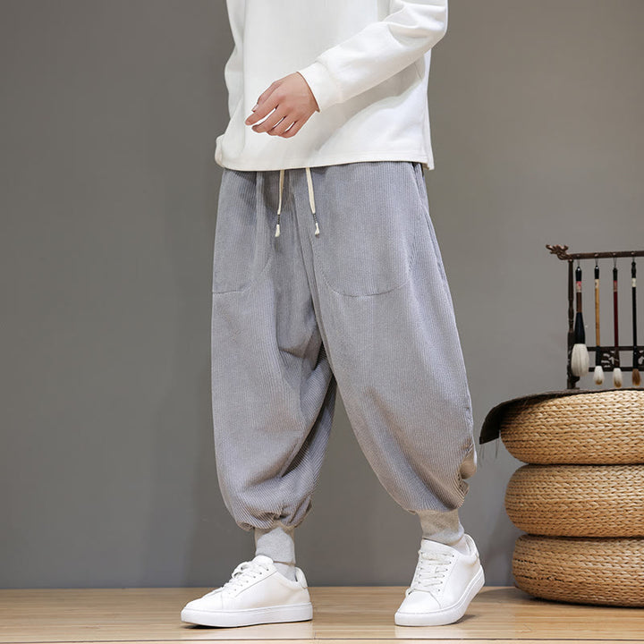 Spodnie haremowe męskie z kieszeniami Buddha Stones Casual Plain Cotton