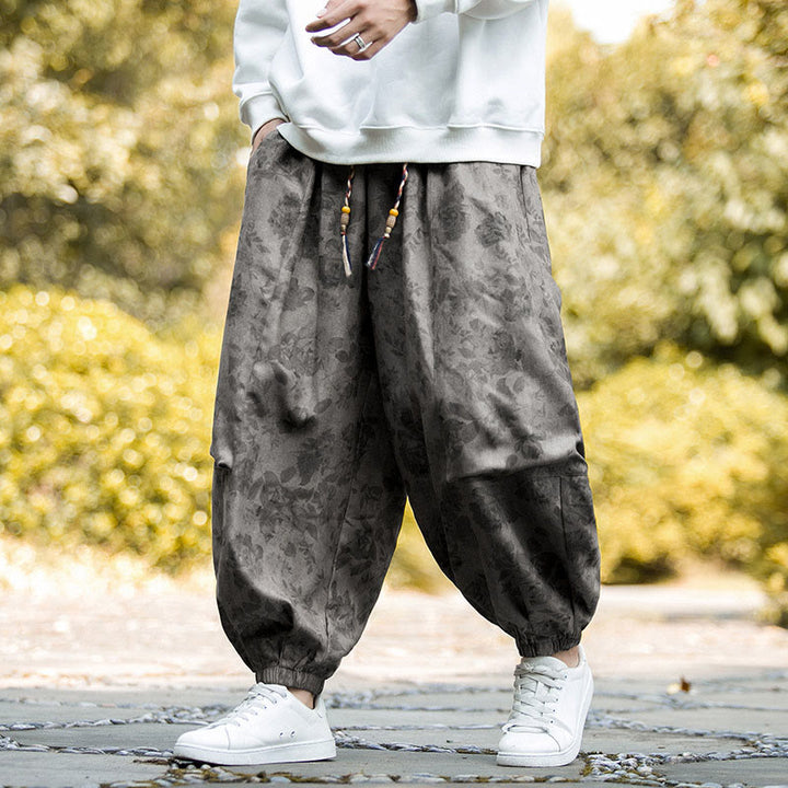 Spodnie męskie Buddha Stones Casual Flower Corduroy Cotton z dużymi kieszeniami - image 17